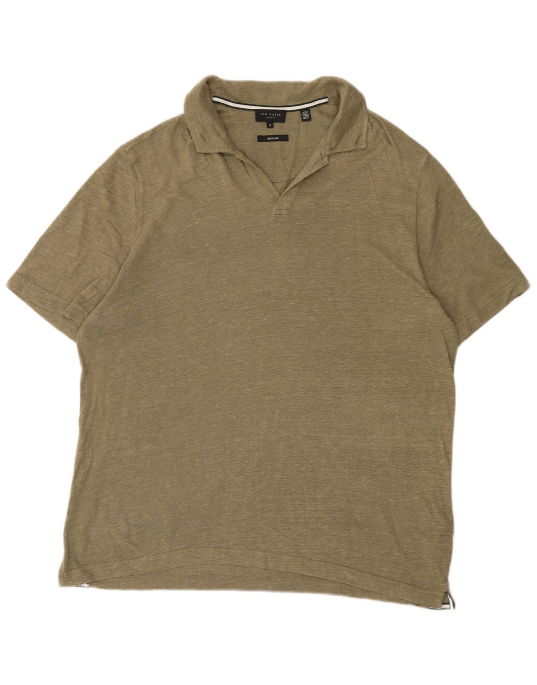 Ted Baker Herre Regular Polo Shirt Størrelse 4 Large Khaki Linen