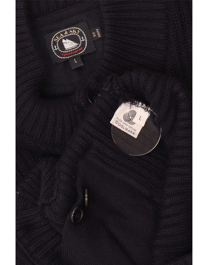 Sea & Sky Herre Cardigan Sweater Stor Marineblå Uld