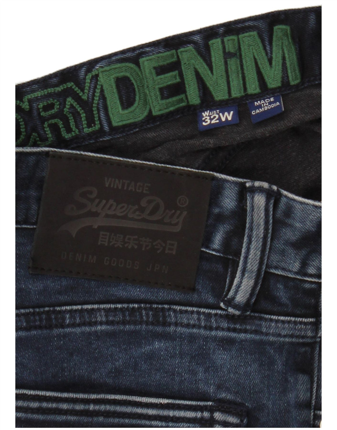 Superdry denimshorts til mænd W32 Medium marineblå bomuld