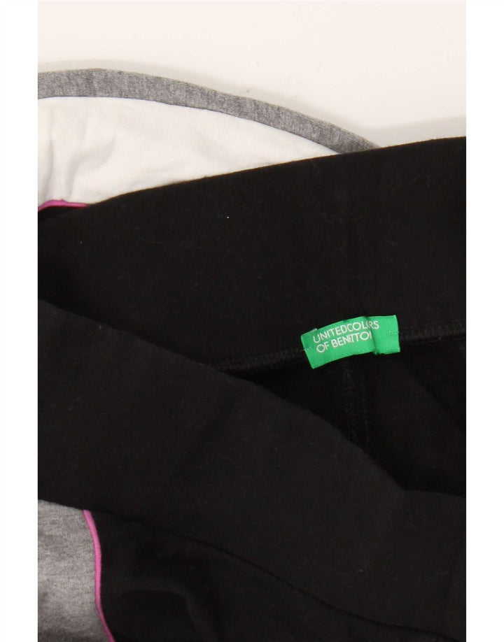 Benetton Womens Grafiske Leggings UK 14 Medium Black Colourblock