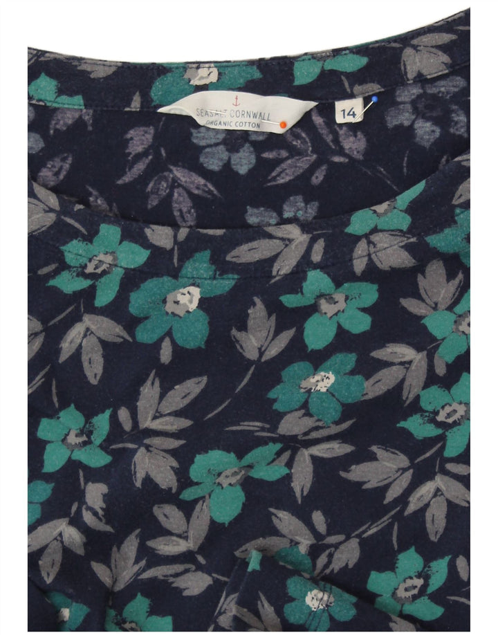 SEASALT CORNWALL Dame A-Line Kjole UK 14 Medium Navy Blue Floral