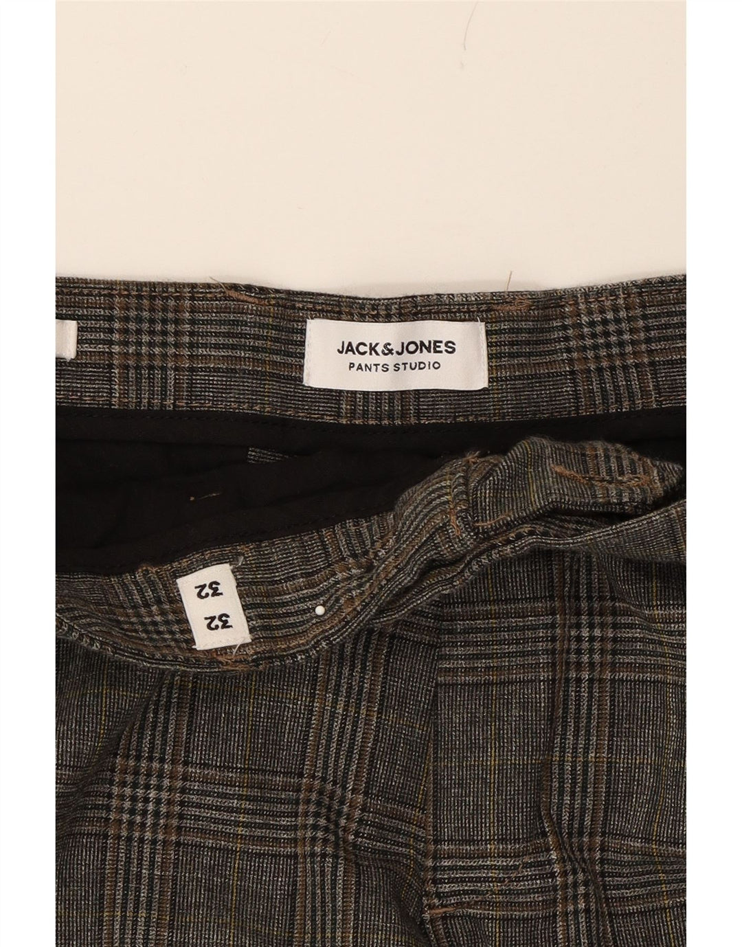 JACK & JONES Mens Slim Suit Trousers W32 L32 Grey Check Vintage Jack & Jones and Second-Hand Jack & Jones from Messina Hembry 