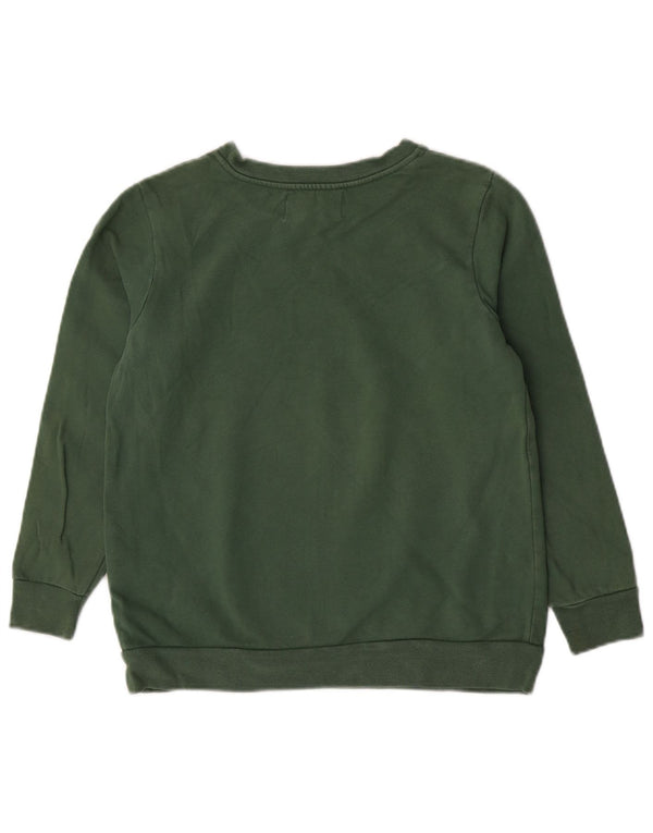 Calvin Klein Jeans Dame Grafisk Sweatshirt Jumper UK 6 XS Grøn Bomuld