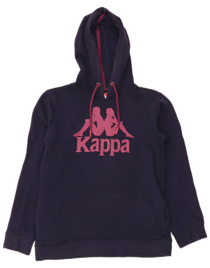 Kappa grafisk hættetrøje til kvinder UK 14 Medium Navy Blue