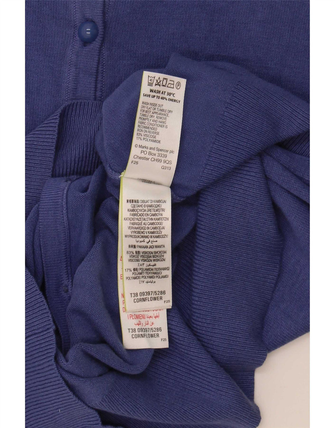 Marks & Spencer Dame Cardigan Sweater UK 16 Large Blue Viscose