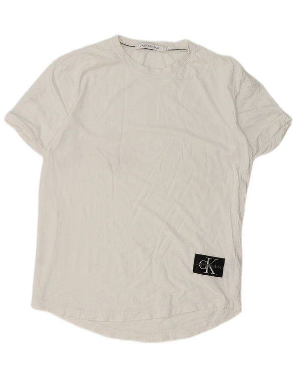 Calvin Klein Jeans Herre T-Shirt Top Medium Hvid Bomuld