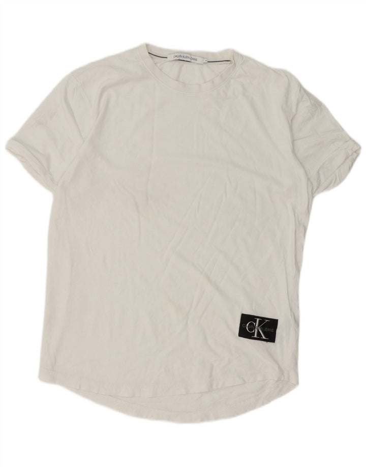Calvin Klein Jeans Herre T-Shirt Top Medium Hvid Bomuld