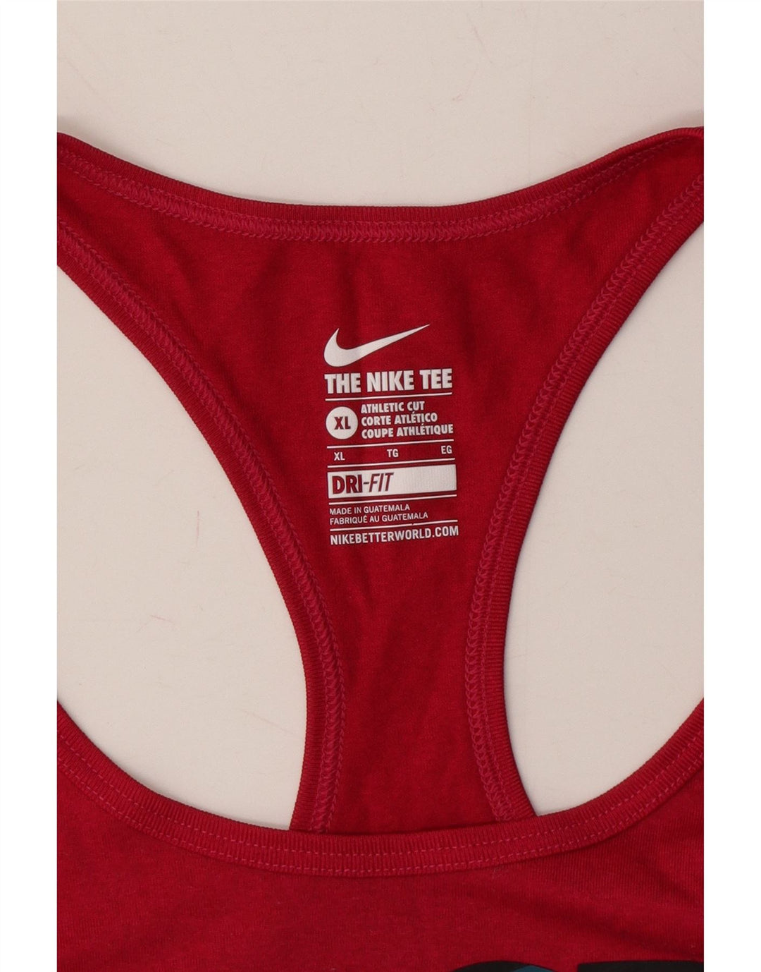 NIKE Womens Dri Fit Graphic Vest Top UK 18 XL Red Polyester Vintage Nike and Second-Hand Nike from Messina Hembry 