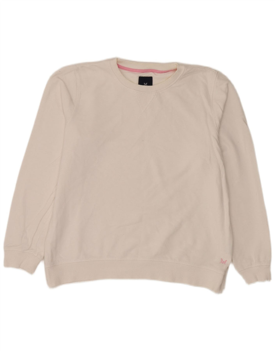 Crew Clothing Dame Sweatshirt Jumper UK 16 Stor hvid bomuld