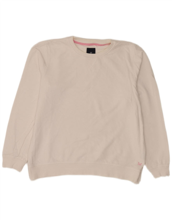 Crew Clothing Dame Sweatshirt Jumper UK 16 Stor hvid bomuld