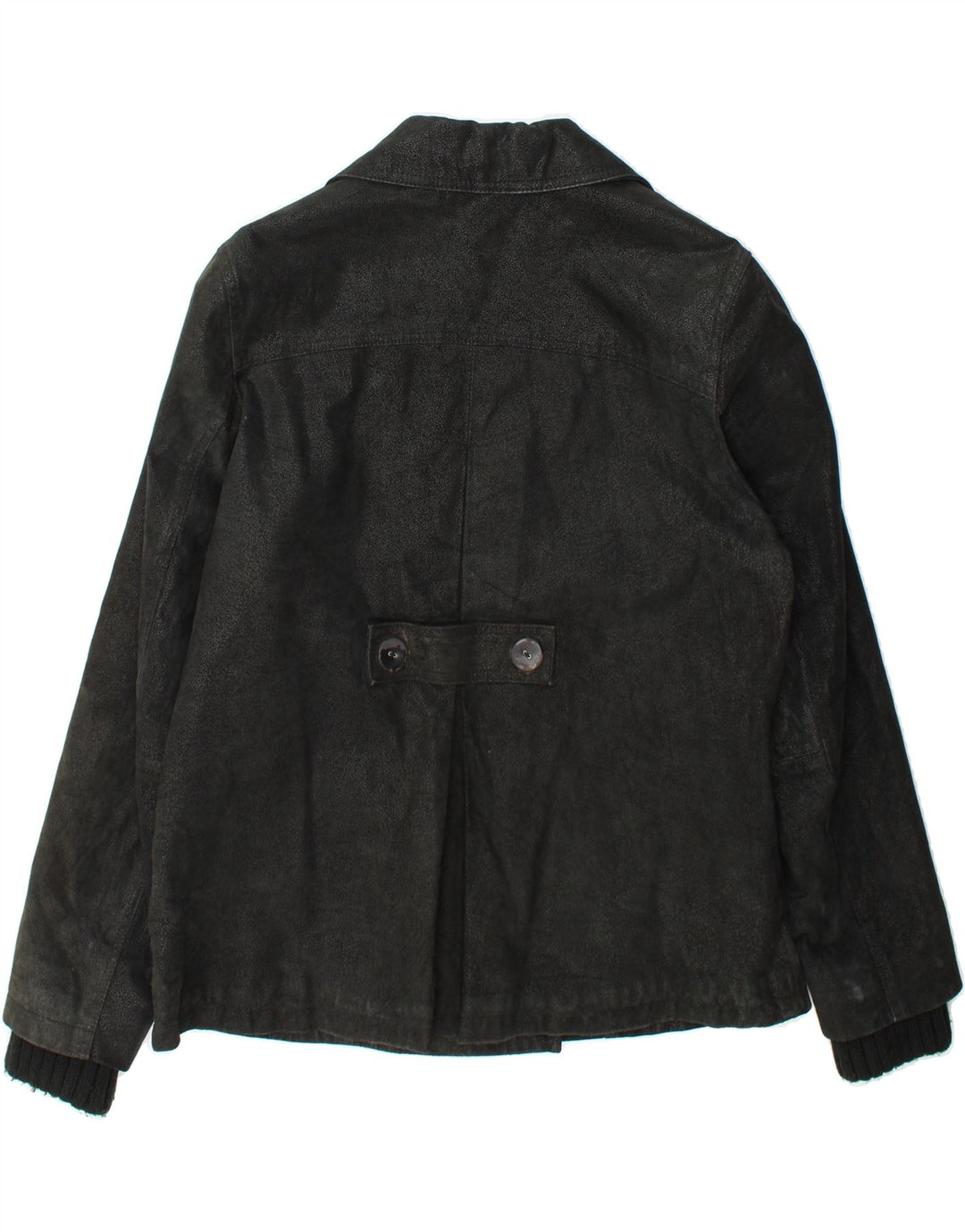 OVS Womens Leather Double Breasted Blazer Jacket IT 48 XL Black Leather Vintage OVS and Second-Hand OVS from Messina Hembry 