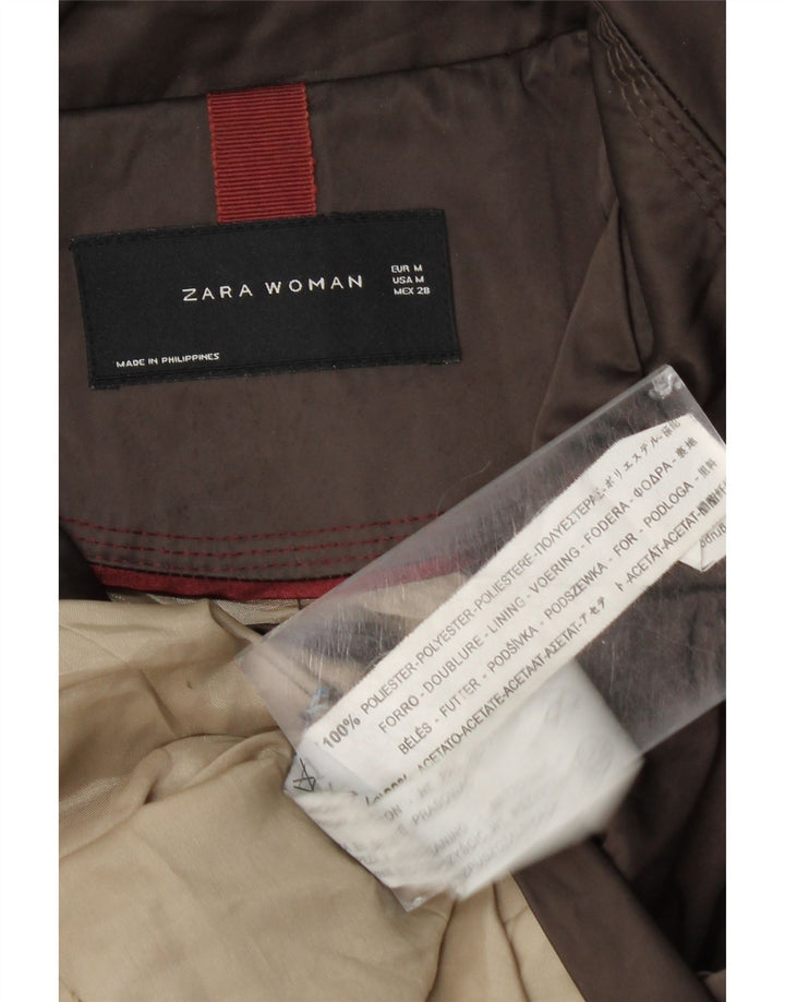 Zara Womens Pea Coat UK 14 Medium Brown Polyester