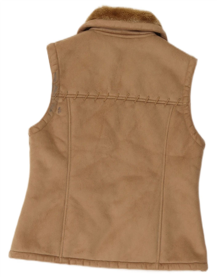 Vintage Dame Sherpa Gilet UK 12 Medium Beige