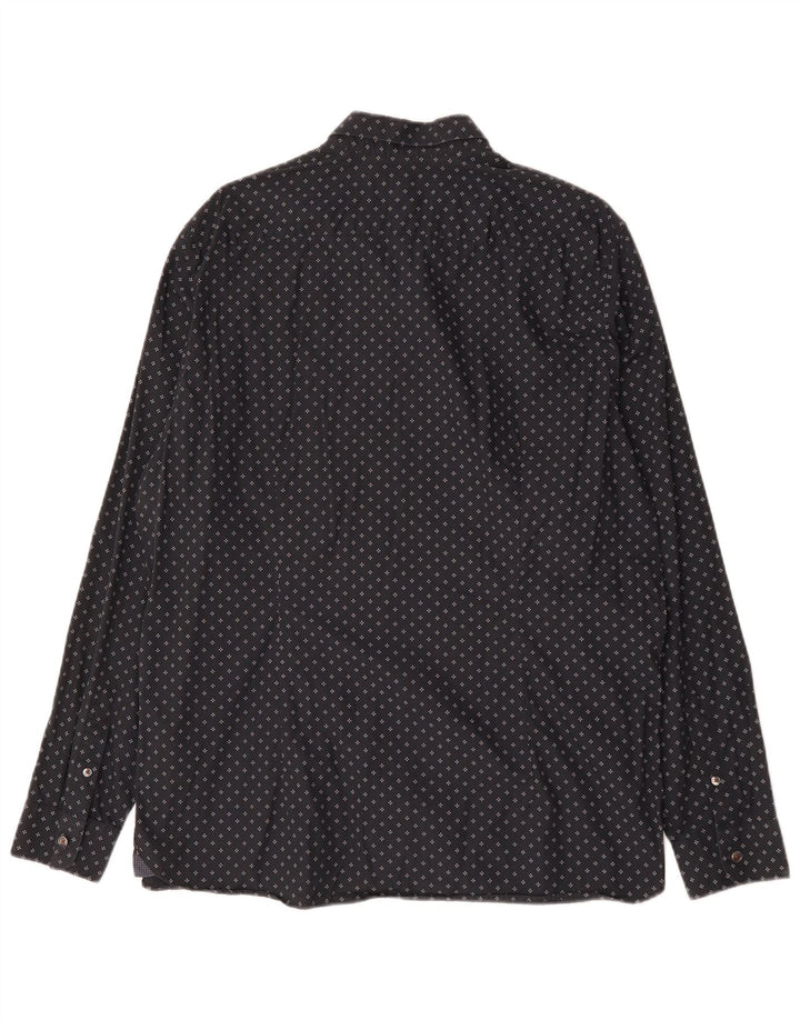 Ted Baker Herreskjorte str. 6 2XL Sort geometrisk bomuld