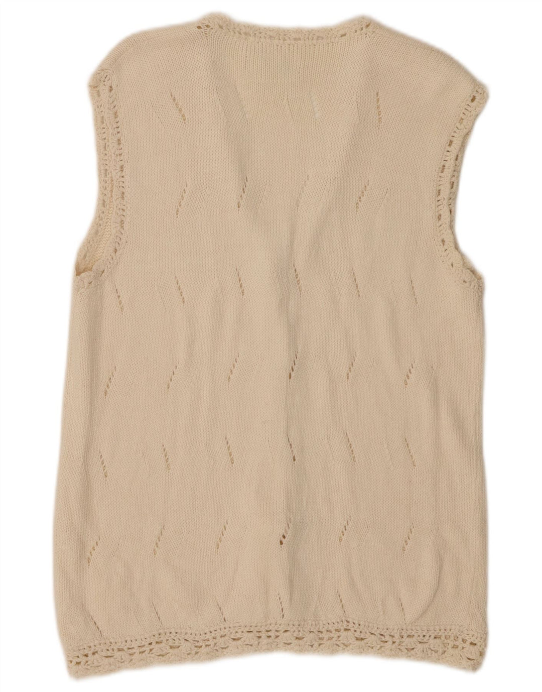 ARTESANIA Dame ærmeløs cardigan sweater UK 12 Medium Off White Bomuld