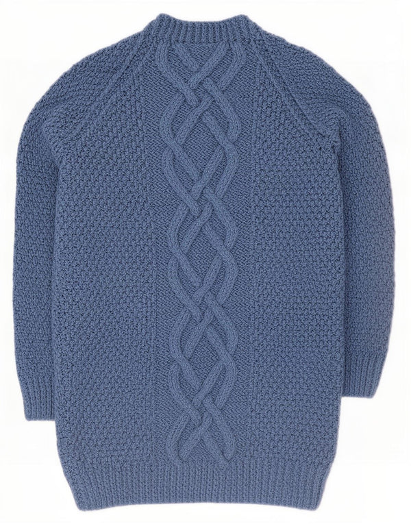 Vintage Womens Longline Cardigan Sweater UK 14 Medium Blue