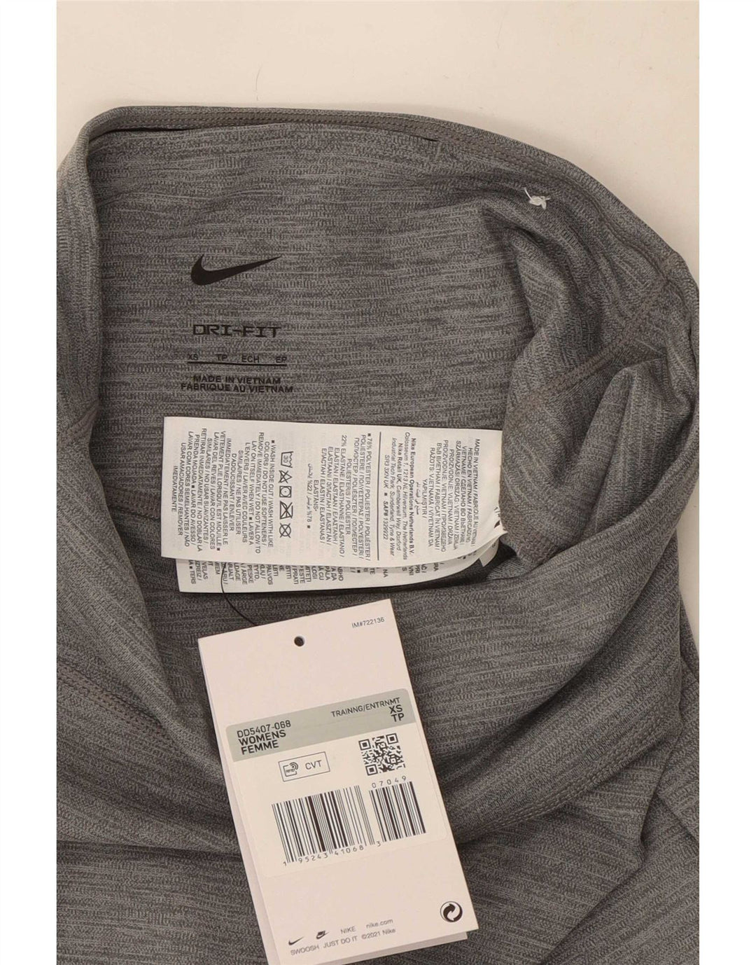 Nike Dame Dri Fit Grafiske Leggings UK 4 XS Grå Flecked Polyester