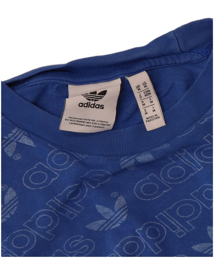Adidas Grafisk T-shirt top mellemblå bomuld til mænd