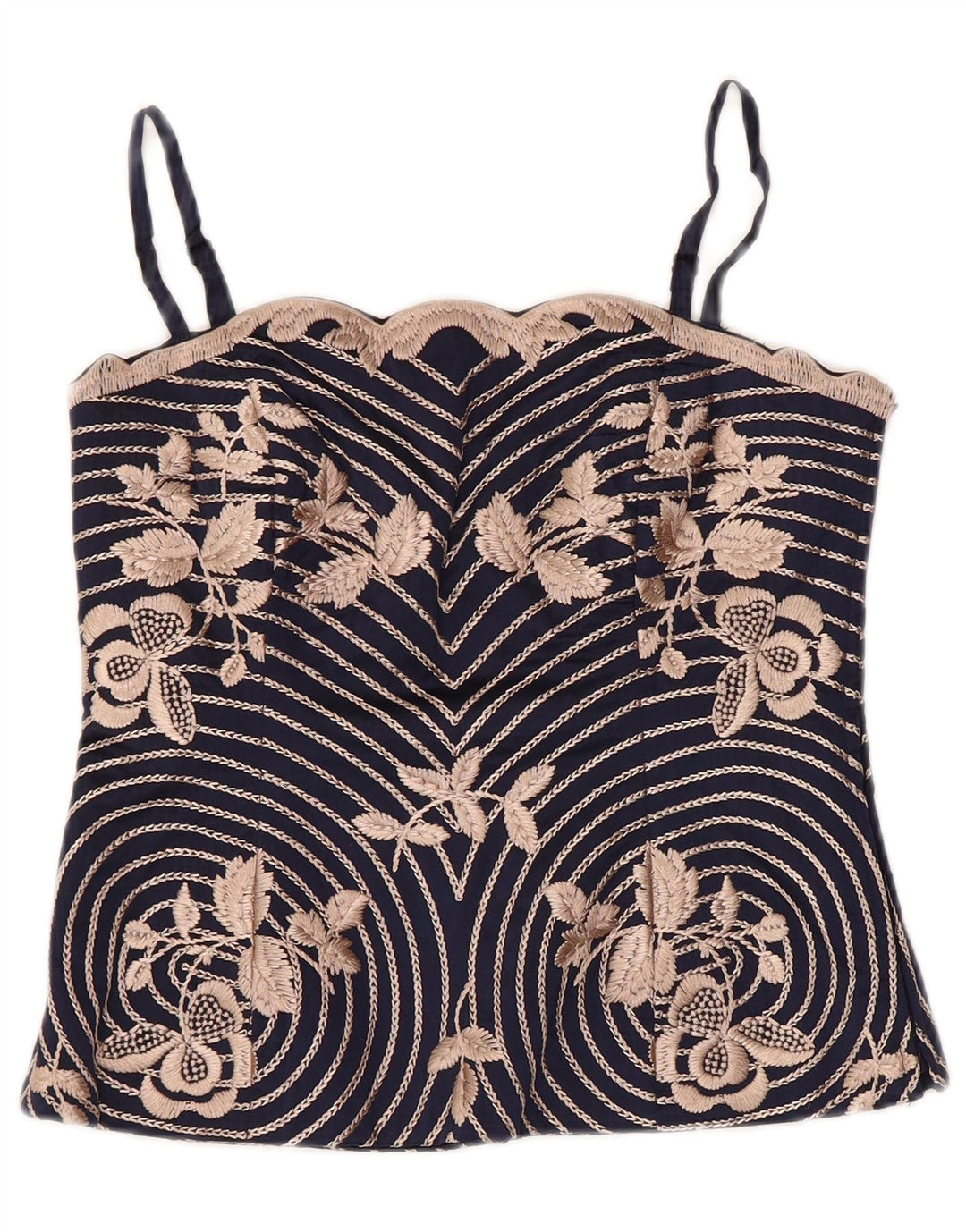 COAST Dame Corset Top UK 10 Small Navy Blue Floral Silke