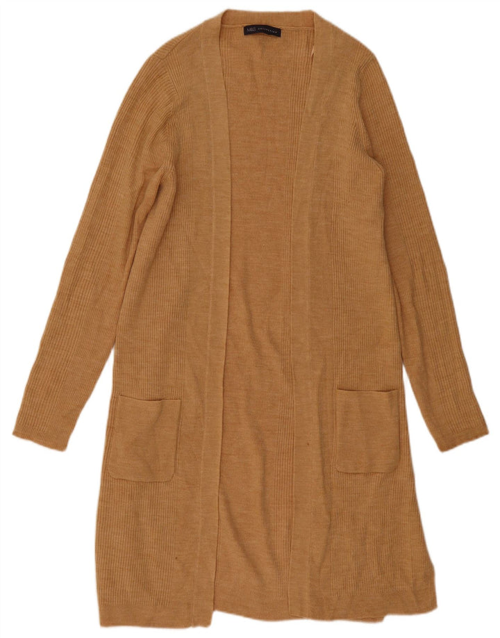 Marks & Spencer Dame Longline Åben Cardigan Sweater UK 14 Medium Beige