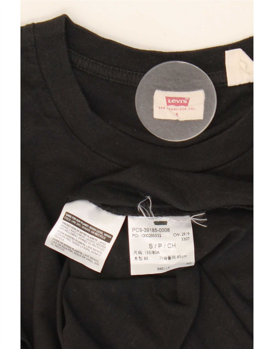 Levi's Dame T-Shirt Top UK 10 Lille Sort