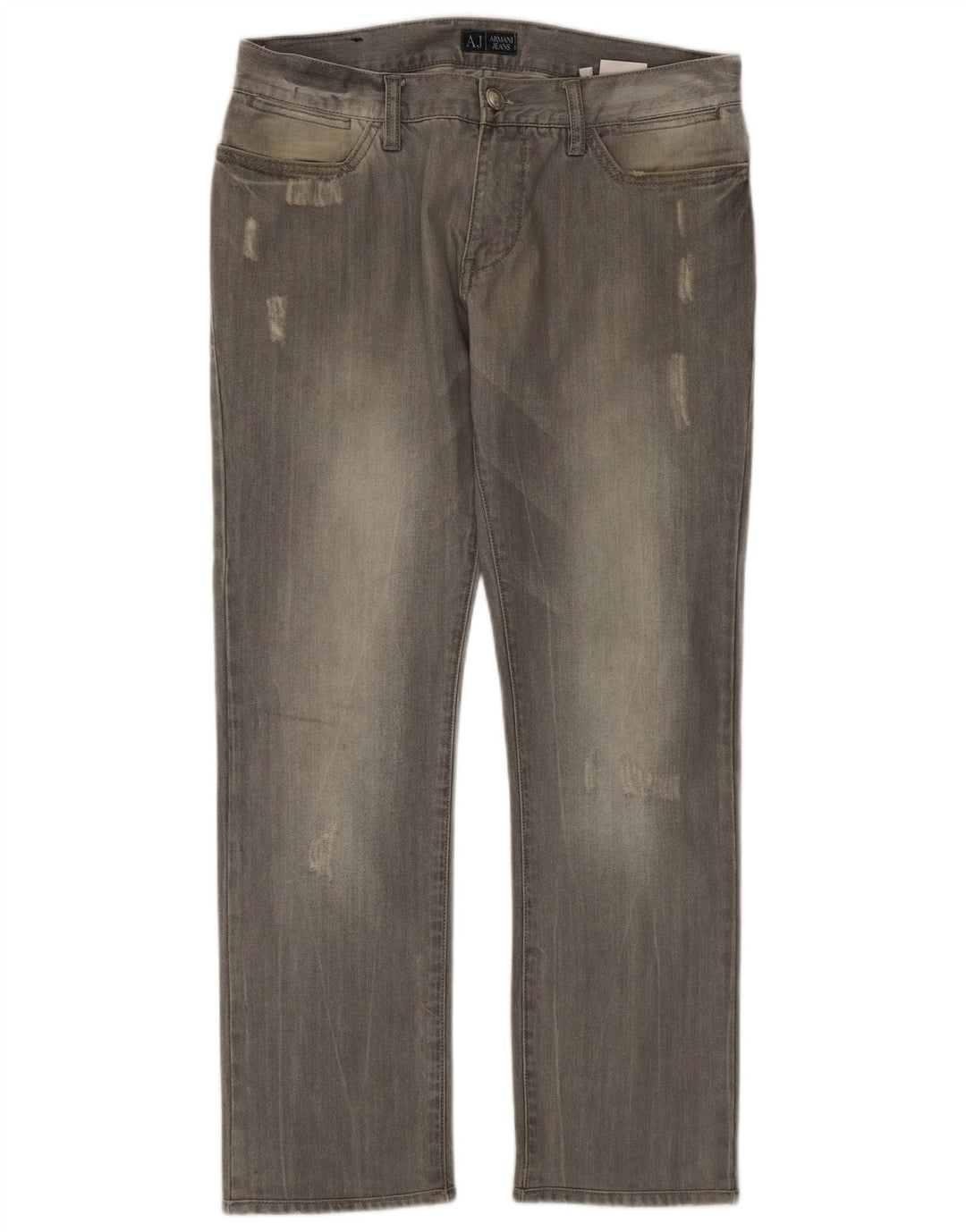Armani Herre Distressed Straight Jeans W32 L29 Grå Bomuld