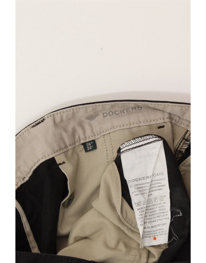 DOCKERS Straight Chino-bukser til mænd W36 L32 Sort bomuld