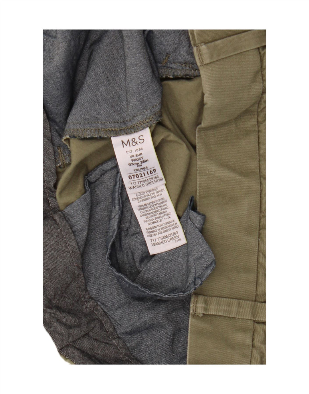 Marks & Spencer Herre Chino Shorts W38 XL Grøn Bomuld