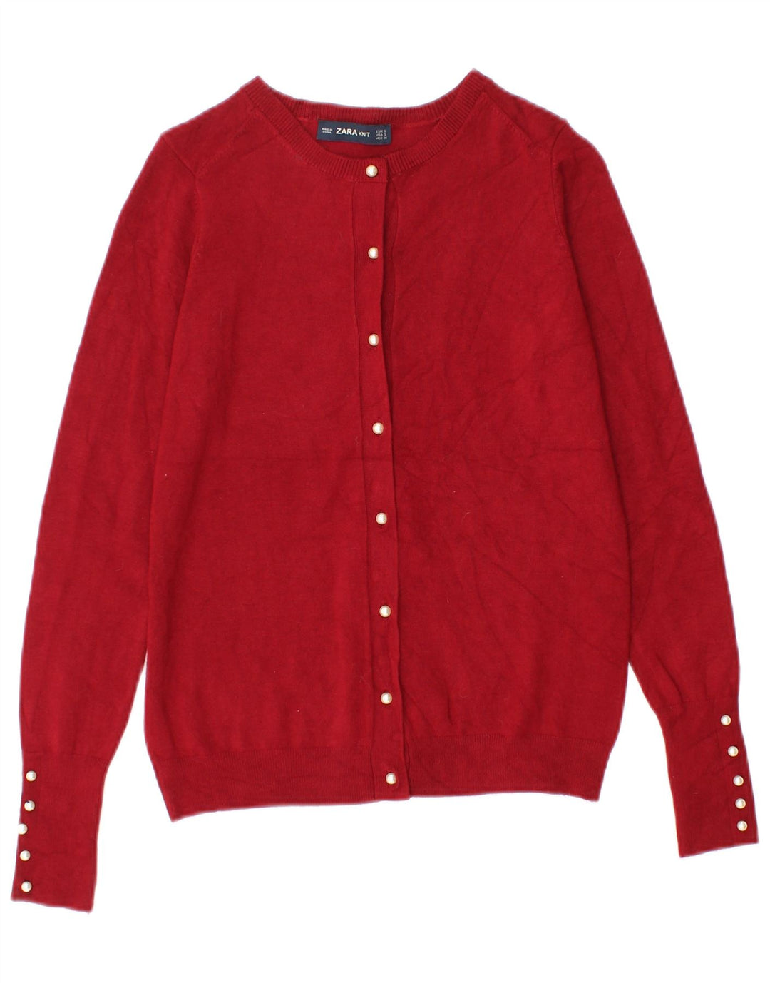 Zara Dame Cardigan Sweater UK 8 Lille rød viskose