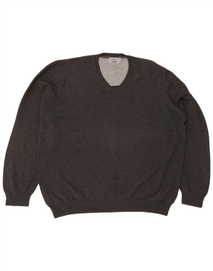 Marks & Spencer Herre Regular Fit V-hals sweater XL Grå Bomuld