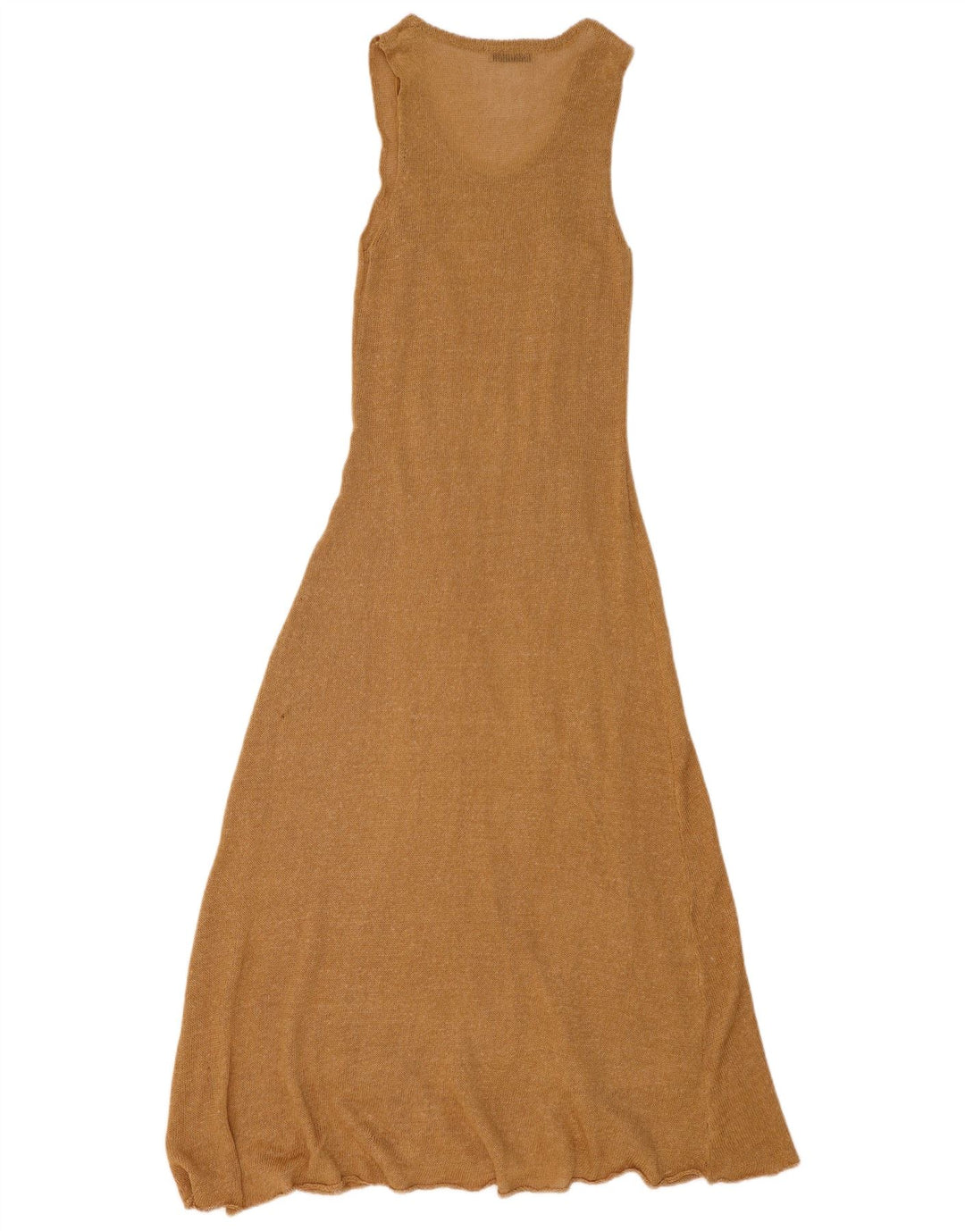 Zara Dame Maxi Ærmeløs Jumper Dress UK 12 Medium Beige Polyester