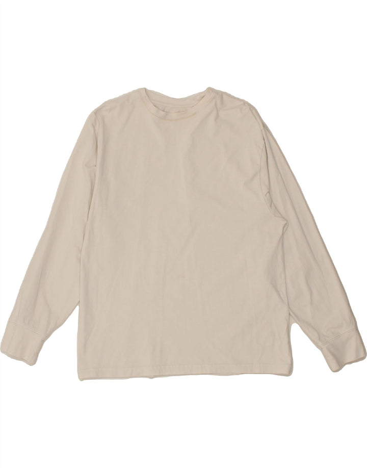 VINTAGE Womens Top Long Sleeve UK 14 Medium White Cotton Vintage Vintage and Second-Hand Vintage from Messina Hembry 