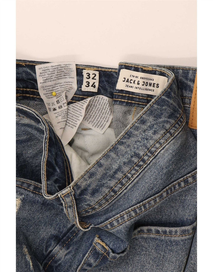 Jack & Jones Herre Tim Distressed Slim Jeans W32 L34 Blå Bomuld