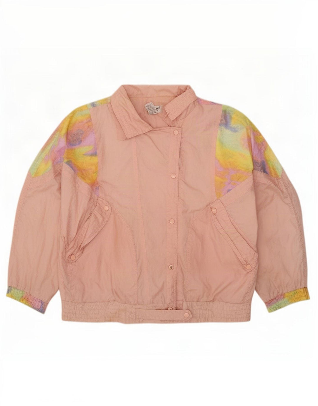 Lavon kvinders abstrakt mønster træningsdragt topjakke UK 16 Large Pink 80'erne