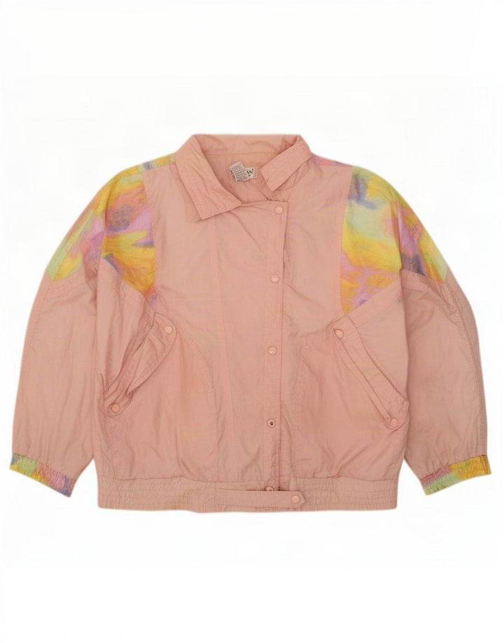 Lavon kvinders abstrakt mønster træningsdragt topjakke UK 16 Large Pink 80'erne