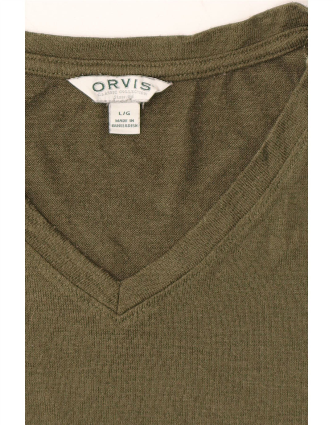 ORVIS Womens T-Shirt Top UK 16 Large Khaki Polyester Vintage Orvis and Second-Hand Orvis from Messina Hembry 