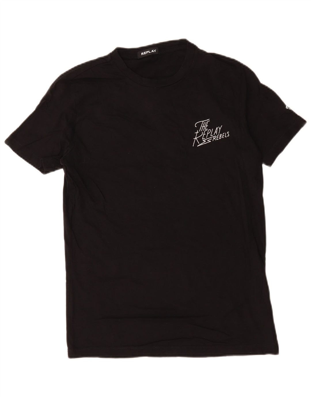 Replay Herre Grafisk T-Shirt Top Medium Sort Bomuld