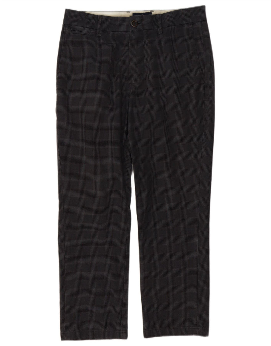 DOCKERS Mens Straight Cropped Trousers W31 L25 Grey Check Cotton