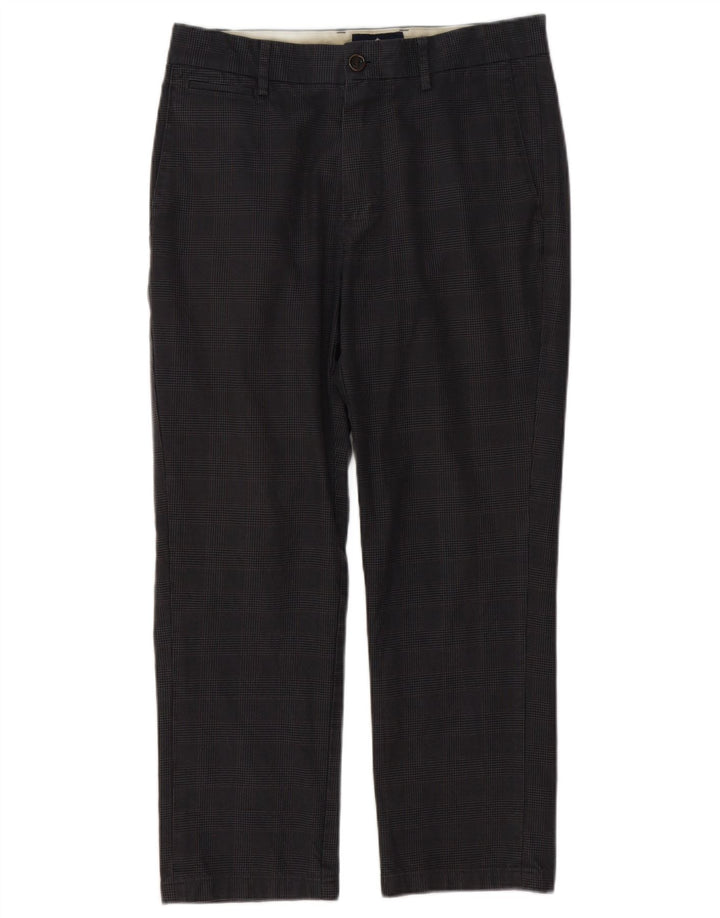 DOCKERS Mens Straight Cropped Trousers W31 L25 Grey Check Cotton