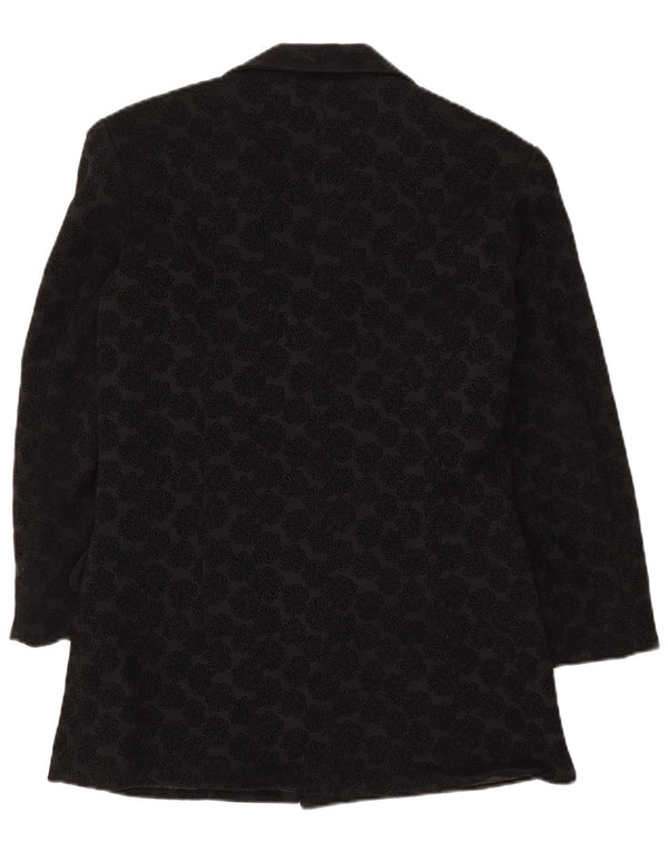 KOMBI Dame 3 Knapper Oversized Blazer Jacket UK 10 Small Black Floral