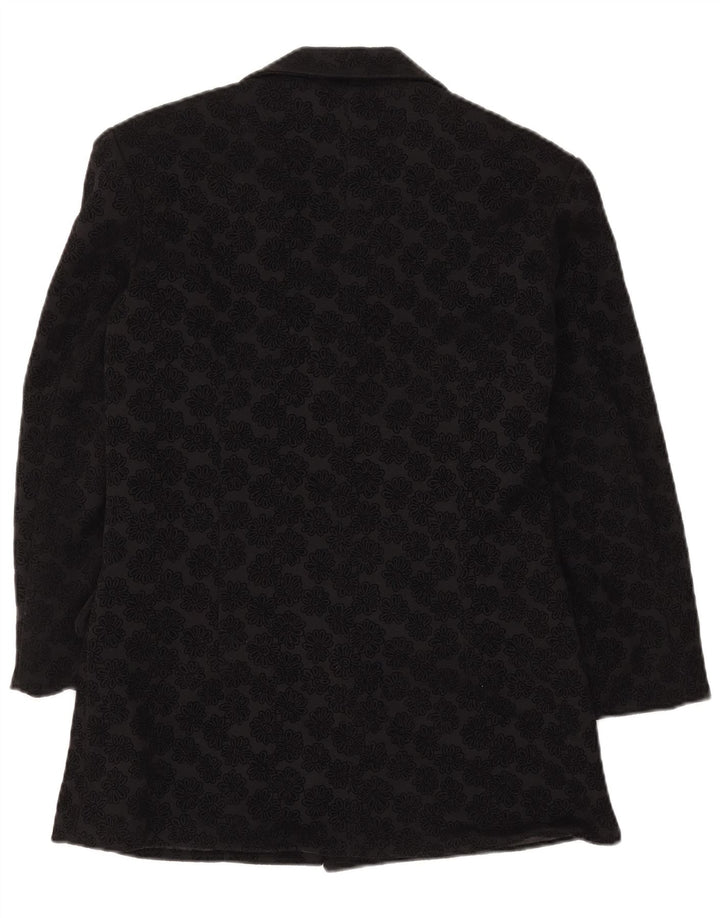 KOMBI Dame 3 Knapper Oversized Blazer Jacket UK 10 Small Black Floral