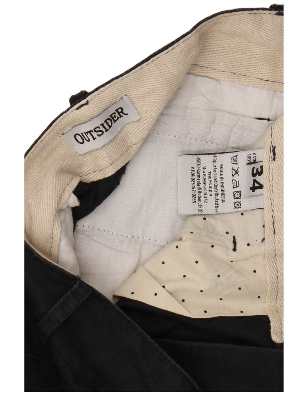 OUTSIDER Herre Cargo Shorts W34 Large Navy Blue Cotton