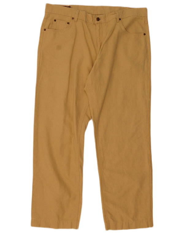 Marlboro Classics Mens Straight Casual Trousers W40 L30 Beige Cotton