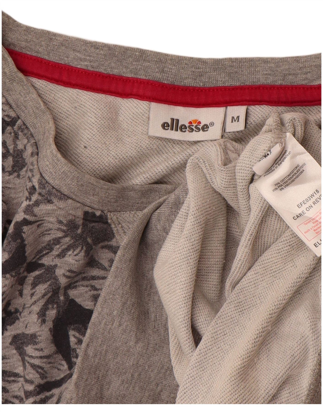 Ellesse Womens Oversized Sweatshirt Jumper UK 14 Medium Grey Floral Bomuld