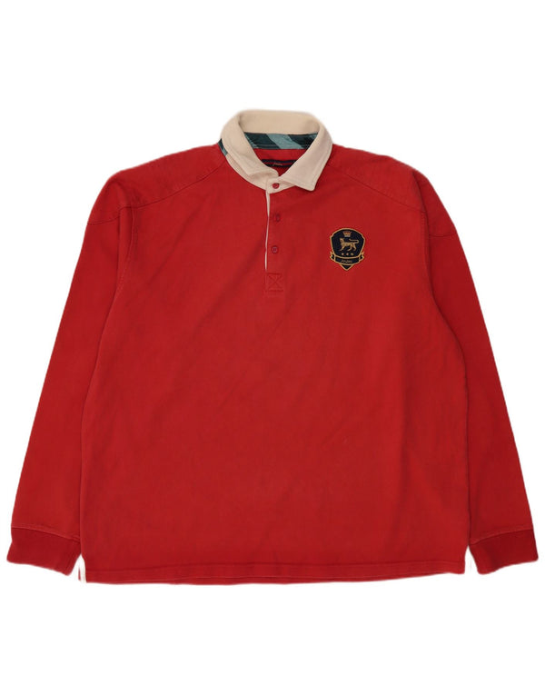 JOULES Langærmet Rugby Polo Shirt til mænd 2XL Rød Colourblock Bomuld