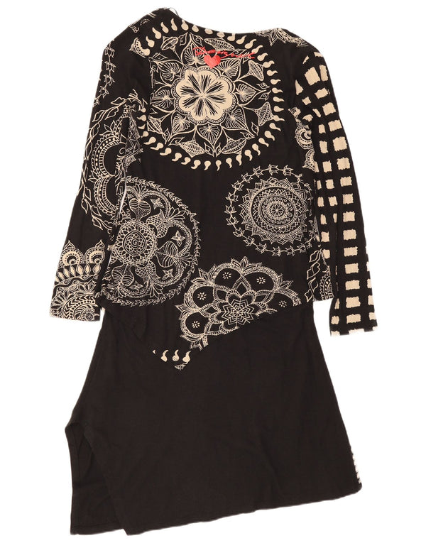 Desigual Kvinders Grafisk Asymmetrisk Kjole UK 14 Medium Black Floral