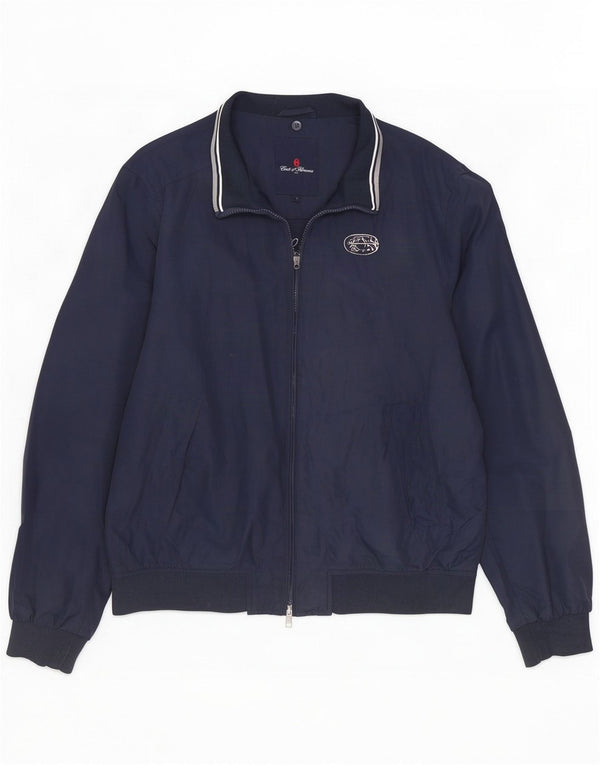 Conte of Florence Mens Tracksuit Top Jacket Large Navy Blue Polyester