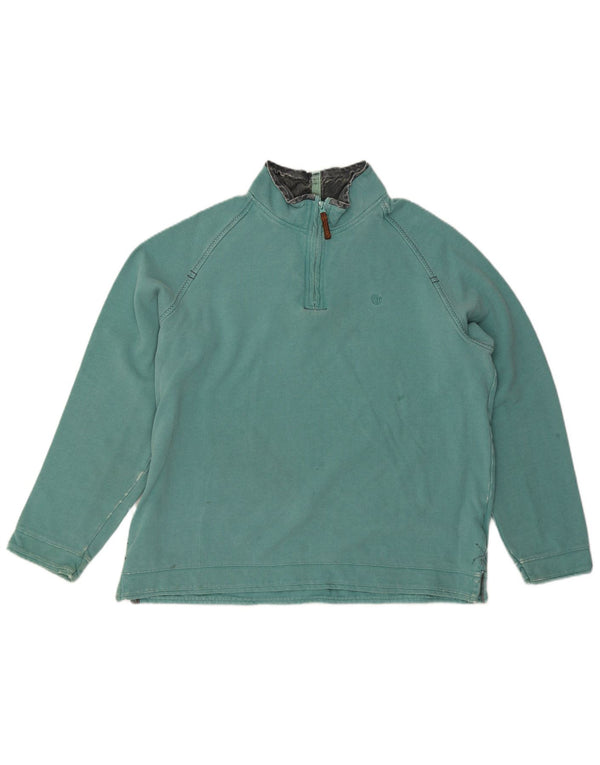 Fedt ansigt herre lynlås-hals sweatshirt XL turkis bomuld