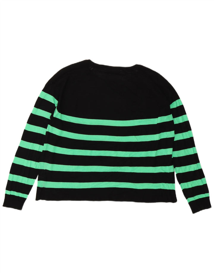 Zara Kvinders abstrakt mønster Boat Neck Jumper Sweater UK 14 Medium Black