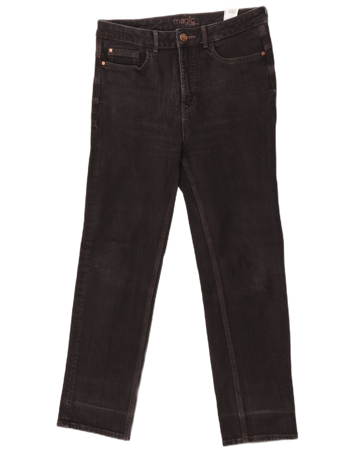 Marks & Spencer Dame Straight Jeans UK 12 Medium W32 L27 Sort Bomuld